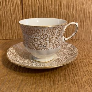 Queen Ann Gold Chintz Tea Cup and Saucer
